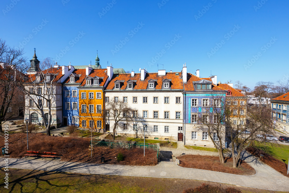 Old town square in Warsaw in a sunny day