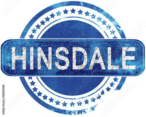 hinsdale grunge blue stamp. Isolated on white. photo