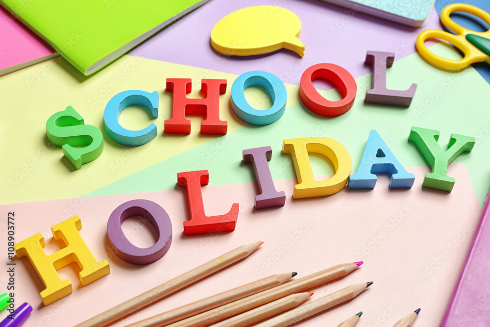 Set of stationery with alphabet, closeup