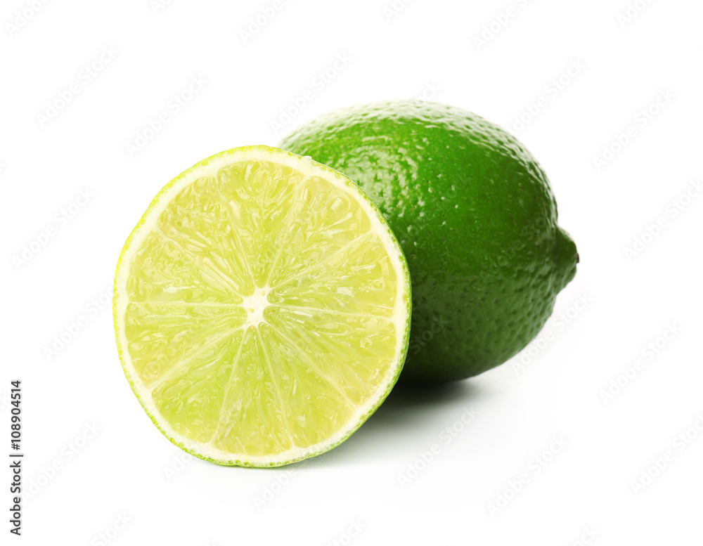 Fresh limes, isolated on white