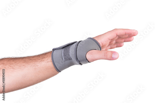 Hand with a wrist strap
