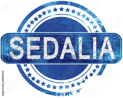 sedalia grunge blue stamp. Isolated on white. photo