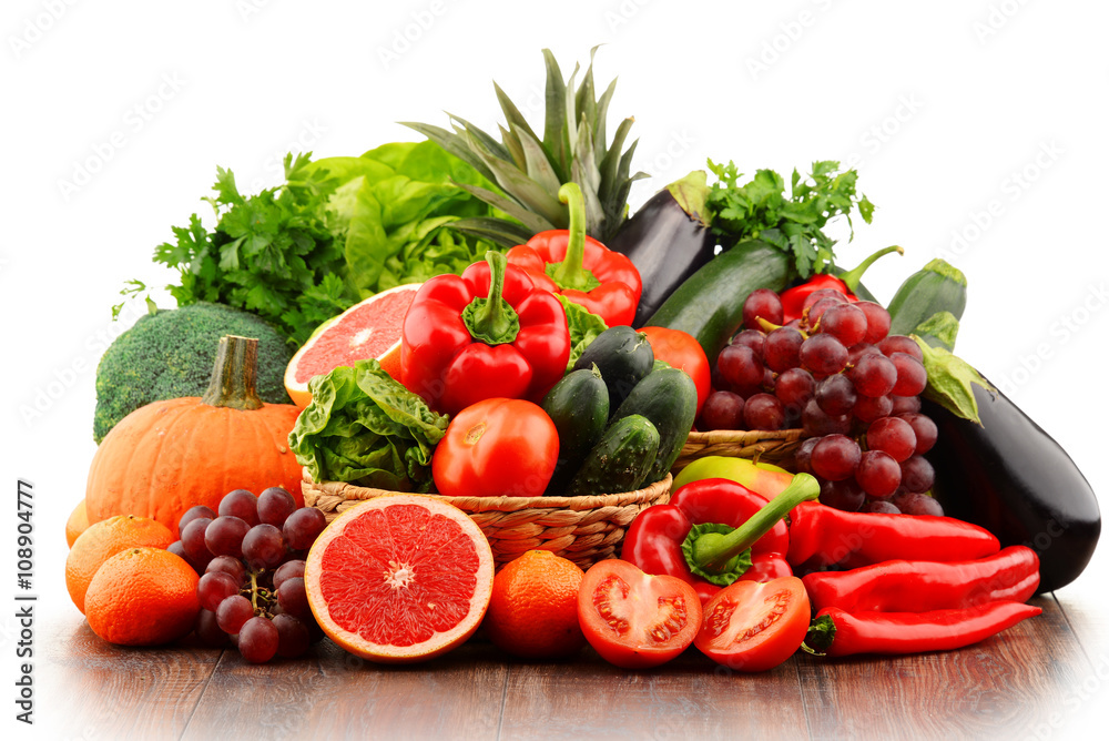Composition with variety of fresh vegetables and fruits Composition with variety of fresh vegetables and fruits