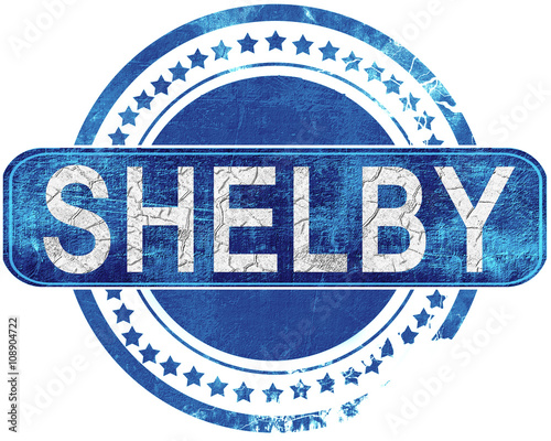 shelby grunge blue stamp. Isolated on white. photo