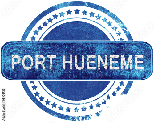 port hueneme grunge blue stamp. Isolated on white. photo