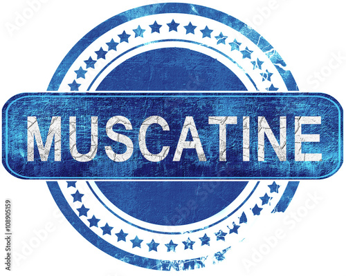 muscatine grunge blue stamp. Isolated on white. photo