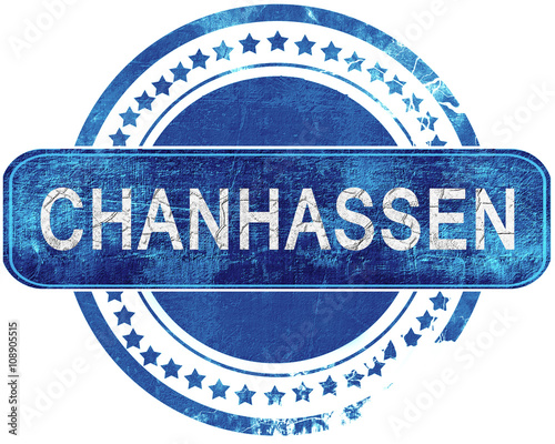 chanhassen grunge blue stamp. Isolated on white. photo