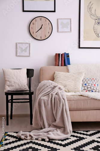 Beige sofa in the room inte...