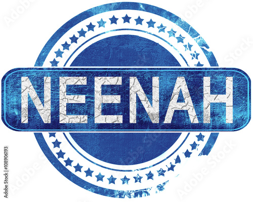 neenah grunge blue stamp. Isolated on white. photo