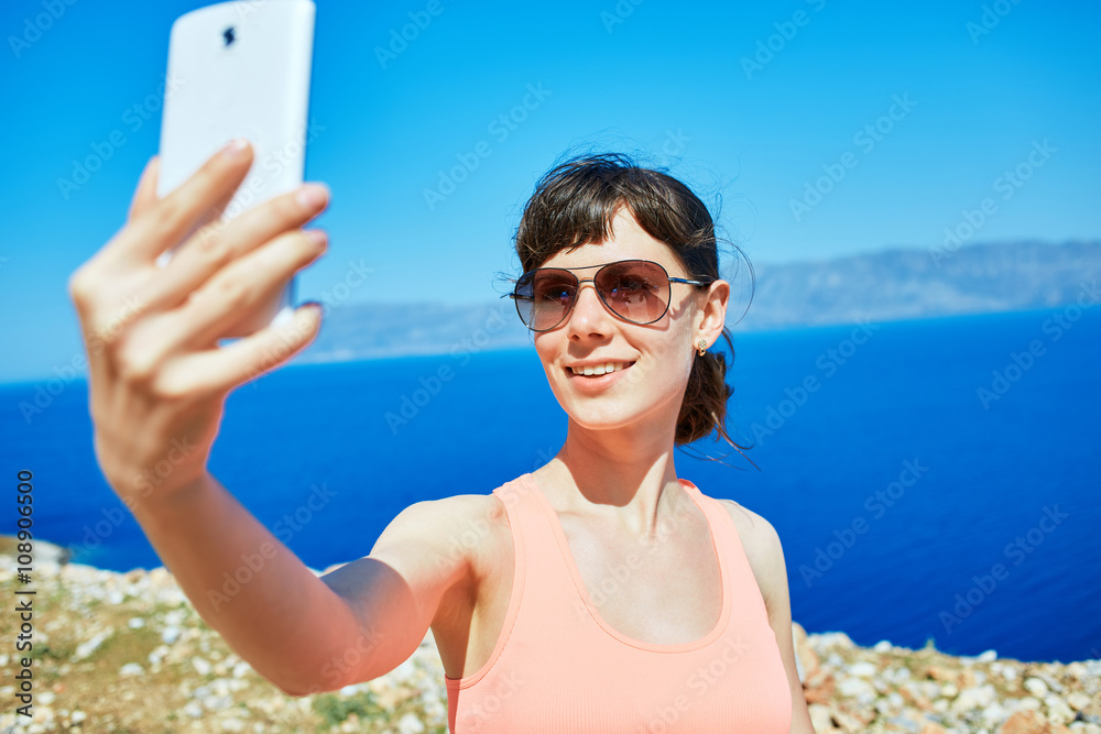 young woman on the sea beach