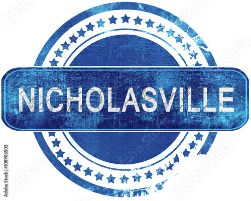 nicholasville grunge blue stamp. Isolated on white. photo