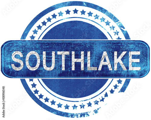 southlake grunge blue stamp. Isolated on white. photo