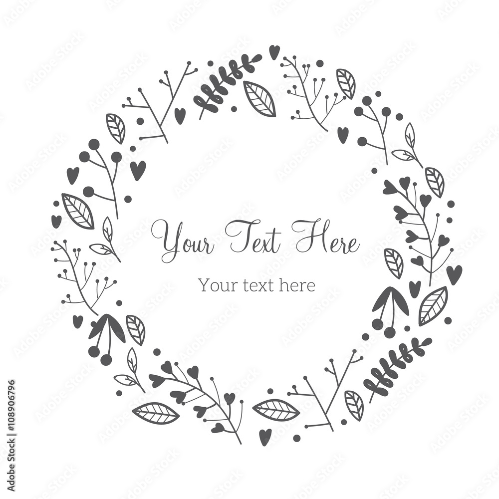 Floral Frame Collection. Set of cute retro flowers arranged un a shape of the wreath perfect for thank you card wedding invitations and birthday cards Floral Frame Collection. Set of cute retro flowers arranged un a shape of the wreath perfect for thank you card wedding invitations and birthday cards
