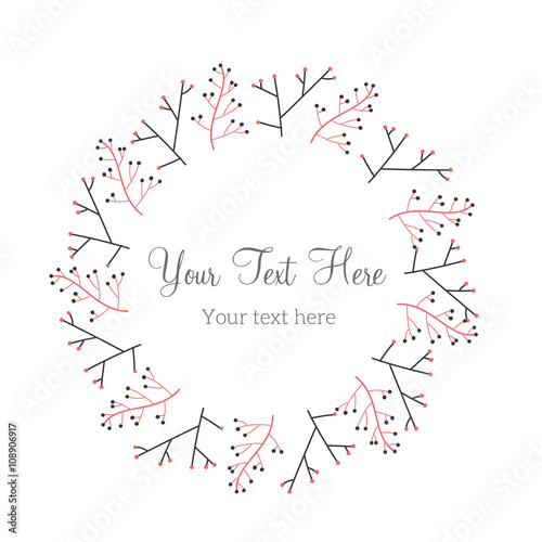 Floral Frame Collection. Set of cute retro flowers arranged un a shape of the wreath perfect for thank you card wedding invitations and birthday cards