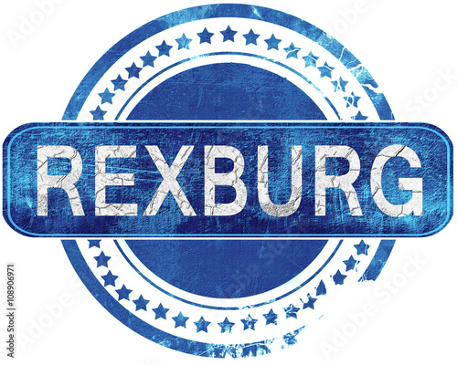 rexburg grunge blue stamp. Isolated on white. photo