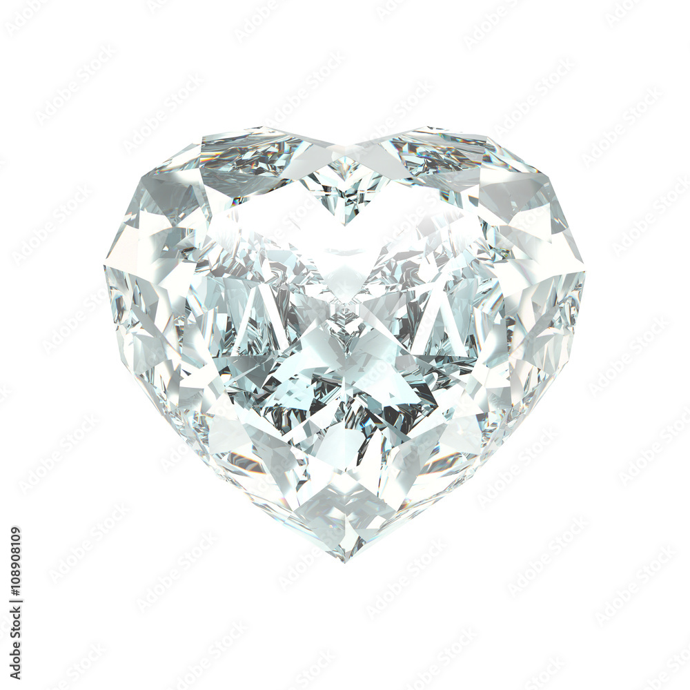 Diamond, Heart, isolated on White 