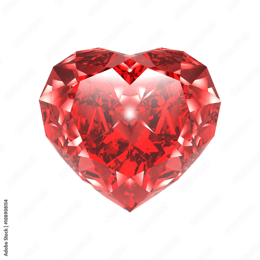 Diamond, Red Heart, isolated on White Diamond, Red Heart, isolated on White