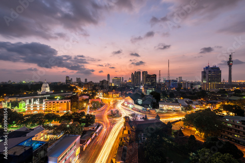 Colombo city sunset view, Top view of Colombo city at sunset in Sri Lanka