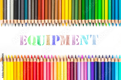 Equipment drawing by colour pencils