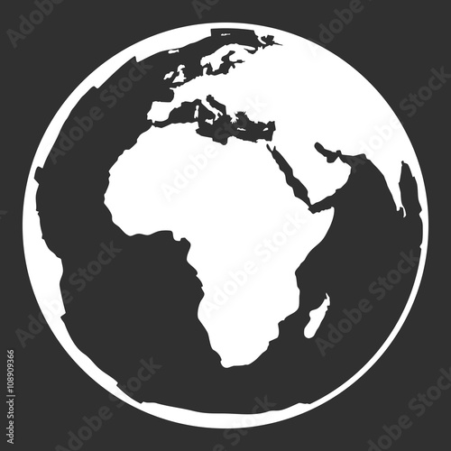 Contour black symbol of earth planet in africa view