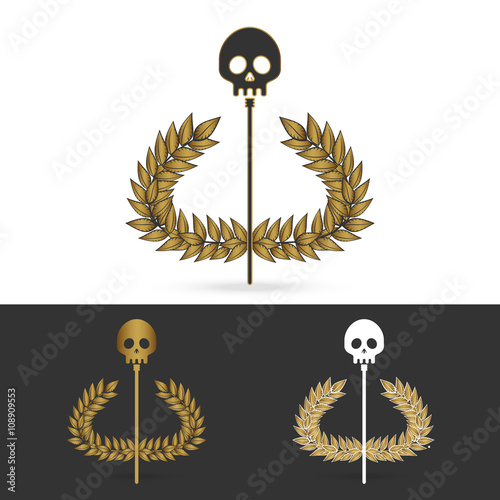 olive branch with skull symbol of greek god hades