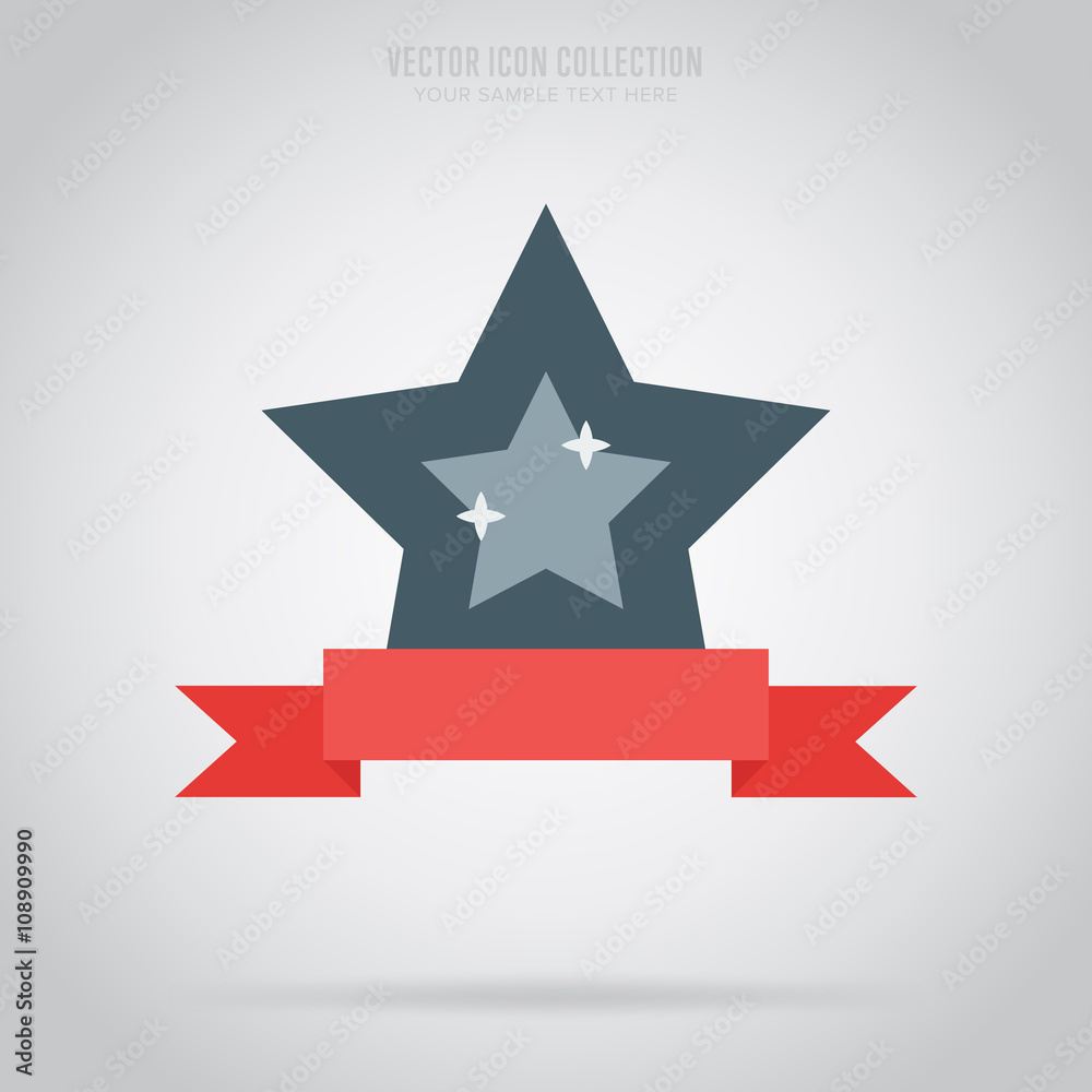 Winner badge isolated vector in flat design style. Colorful winner badge or label. First place. Winner badge isolated vector in flat design style. Colorful winner badge or label. First place.