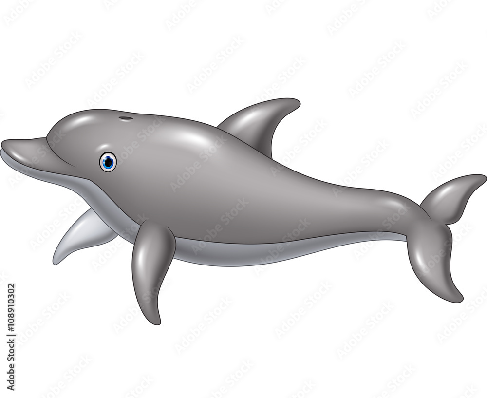 Cute cartoon dolphin isolated on white background Cute cartoon dolphin isolated on white background