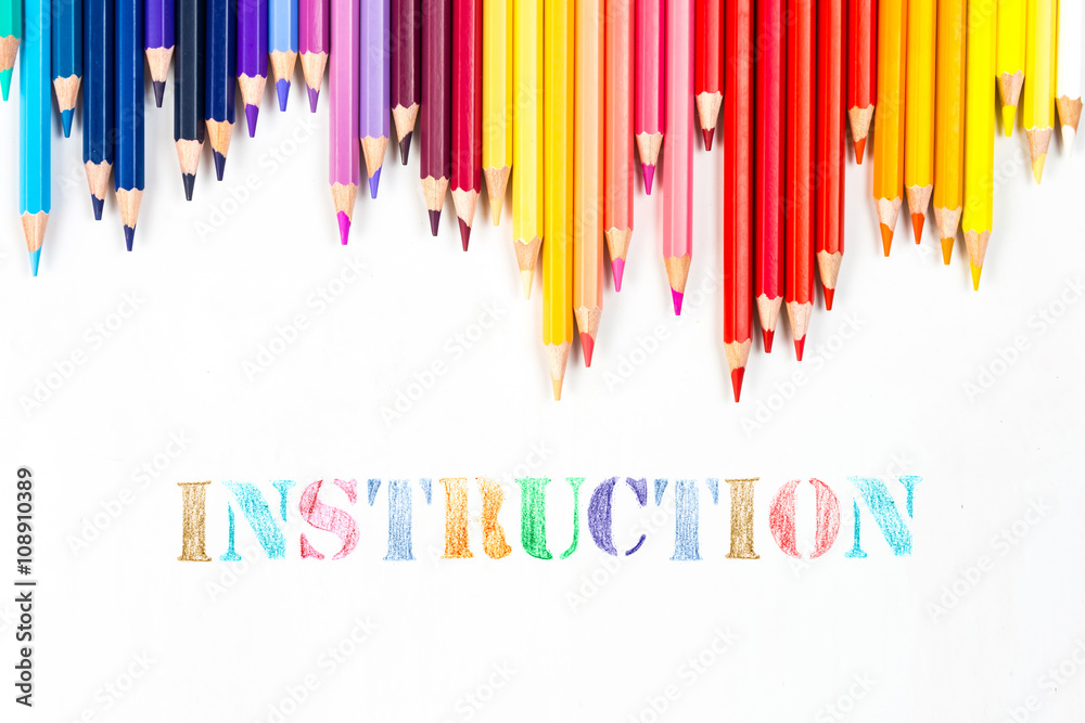 Instruction drawing by colour pencils Instruction drawing by colour pencils