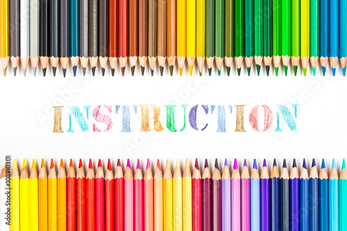 Instruction drawing by colour pencils