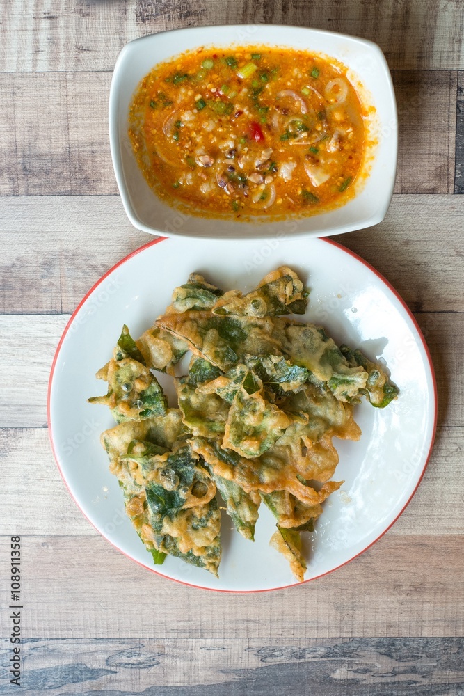 deep fried morning glory with spicy sauce deep fried morning glory with spicy sauce