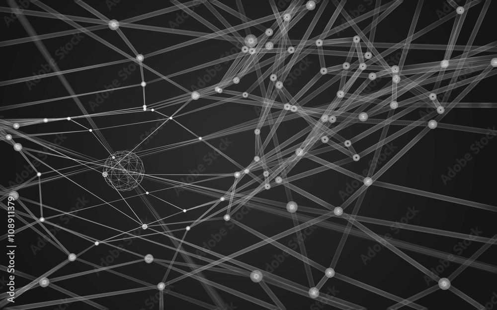 Fototapeta premium Abstract polygonal space low poly dark background