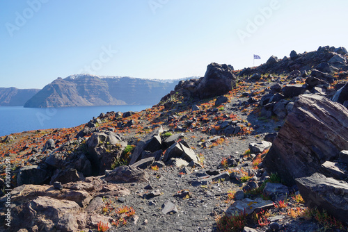 Nea Kameni island near Santorini in Greece