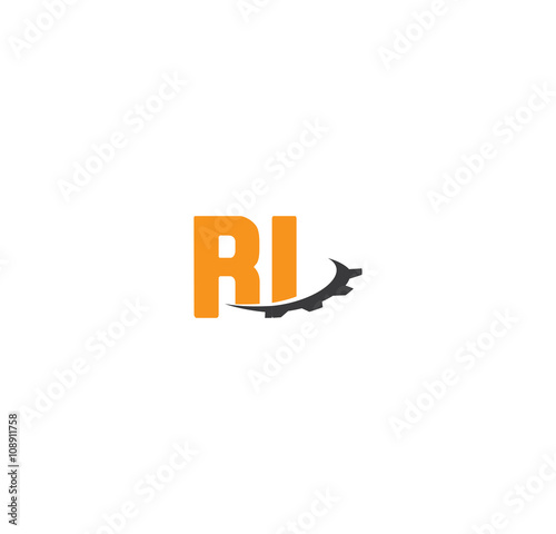 ri alphabet with swoosh gears