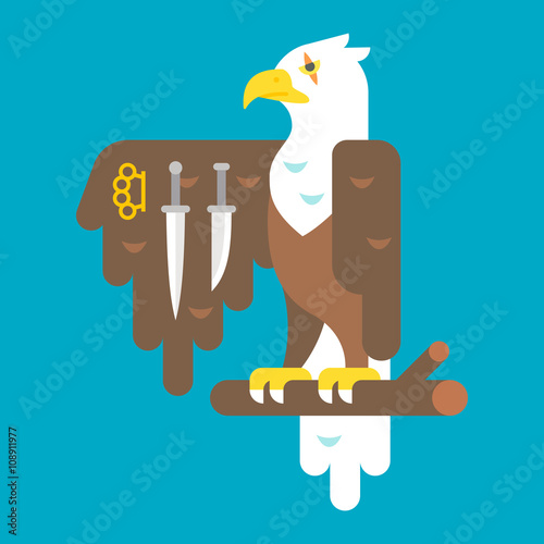 Flat design eagle with weapons