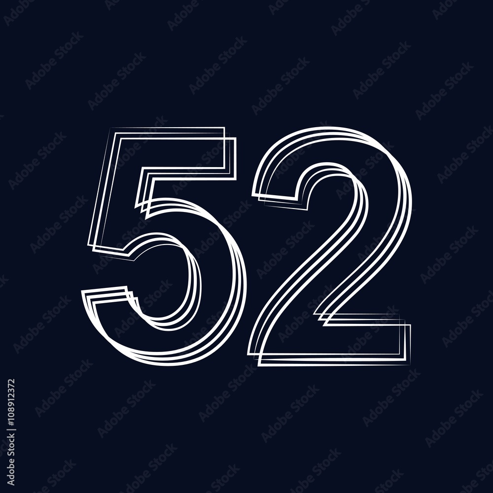 number 52 outline storke Stock Vector | Adobe Stock
