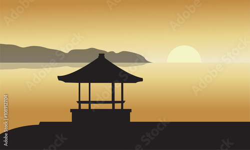 Silhouette of Gazebo at Sunset