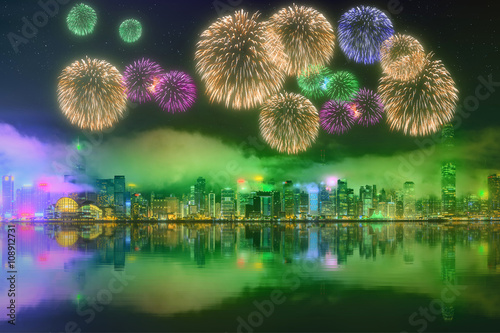 Beautiful fireworks in Hong Kong