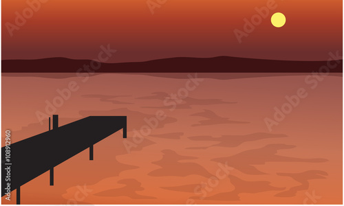 At Sunset pier silhouette scenery