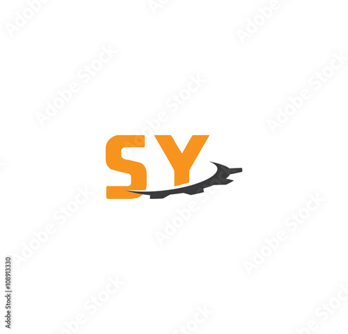 sy alphabet with swoosh gears