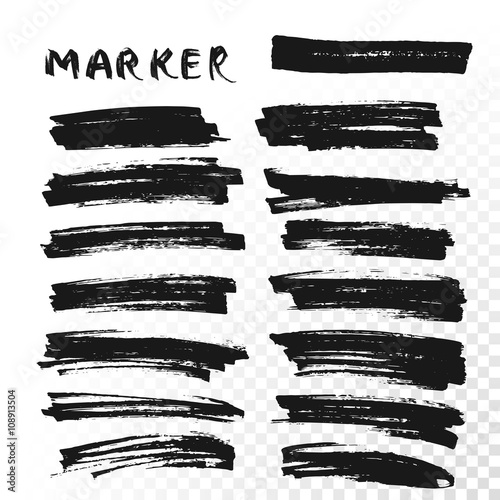 Vector highlighter brush line strokes