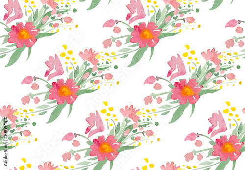 Vector illustration - Seamless pattern with watercolor flowers