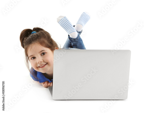 Little girl with laptop iso...
