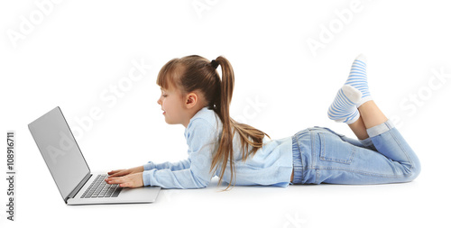 Little girl with laptop iso...