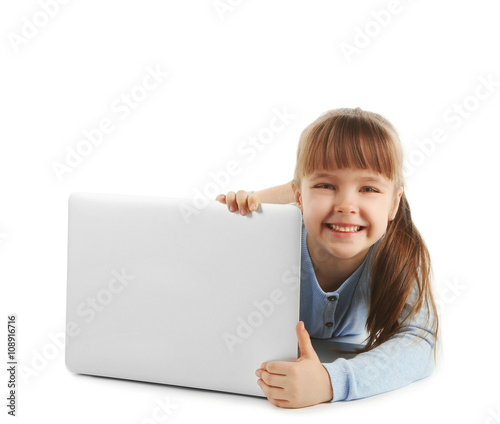 Little girl with laptop iso...