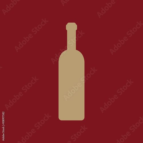 The wine bottle icon. Bottle symbol. Flat