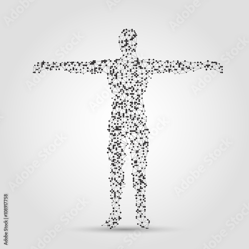 human body made of dots and lines.