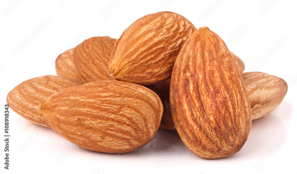 heap of almonds isolated on white background heap of almonds isolated on white background