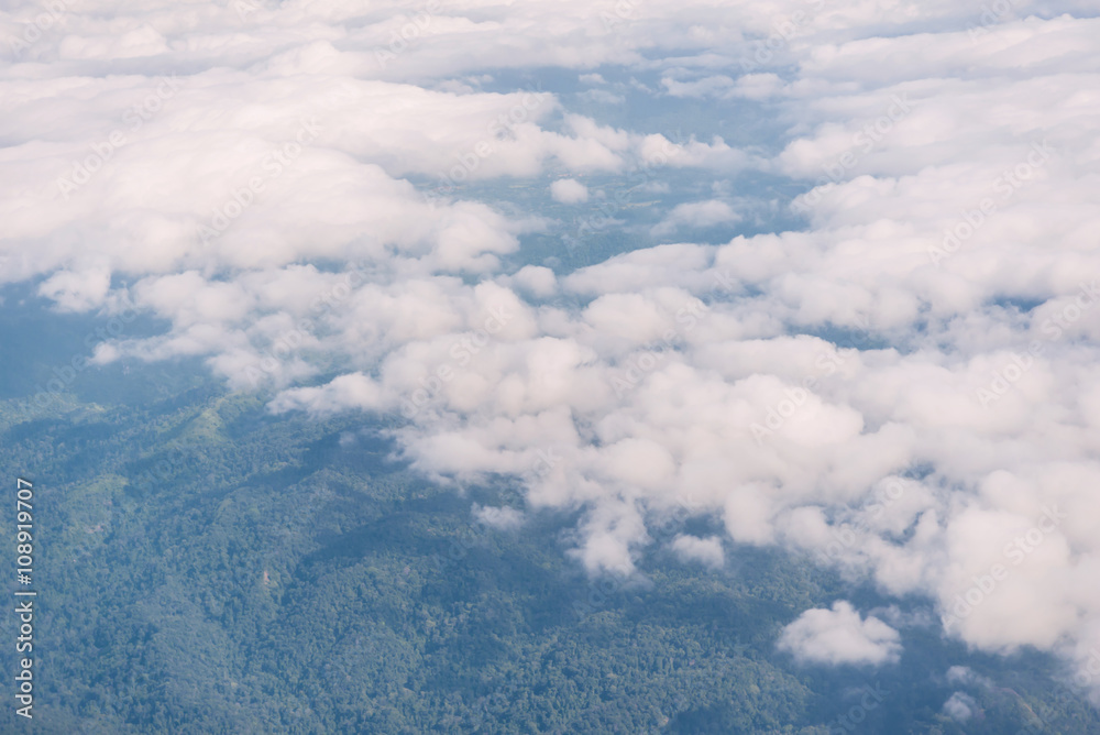 Aerial view of clouds with blue sky nature