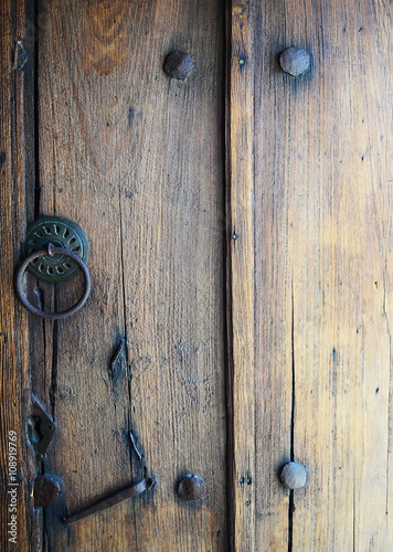 Typical turkish door knob on old wooden door