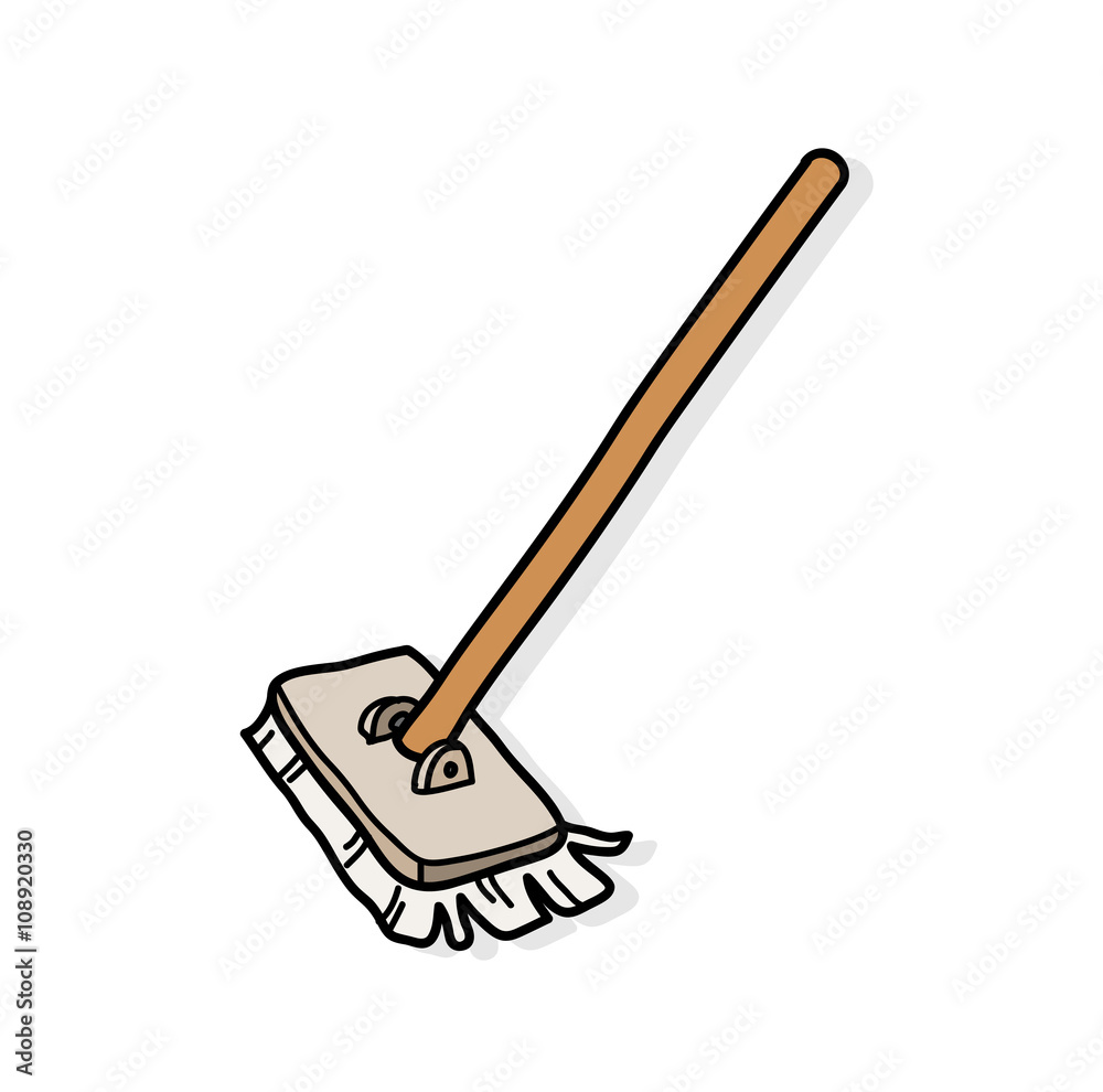 Mop, a hand drawn vector illustration of a mop with shadow backdrop. Mop, a hand drawn vector illustration of a mop with shadow backdrop.
